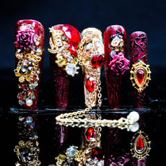 Ruby Rose Rockstar Press - On Nails: Unleash Your Inner Rockstar with Gorgeous Ruby - Embellished Nail Art