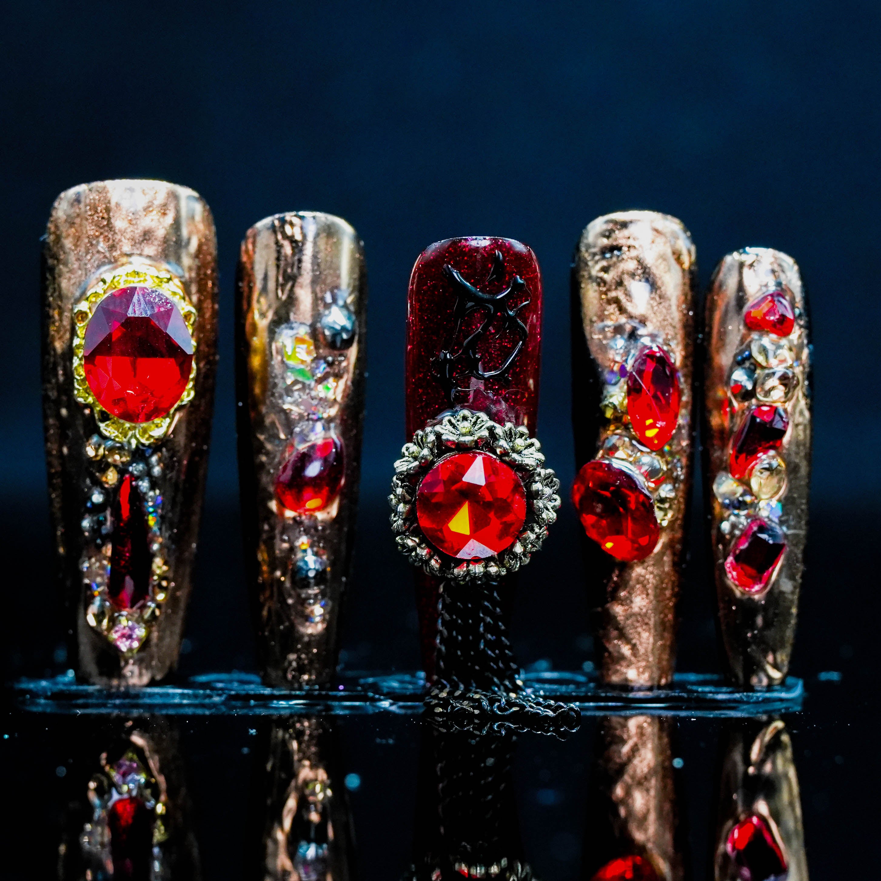 Ruby Rose Rockstar Press - On Nails: Unleash Your Inner Rockstar with Gorgeous Ruby - Embellished Nail Art