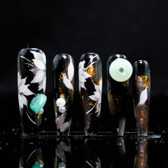 Jet - Jade Zen Press - On Nails: Find Trendy Serene Fake Nails with Stylish Chinese - Inspired Design