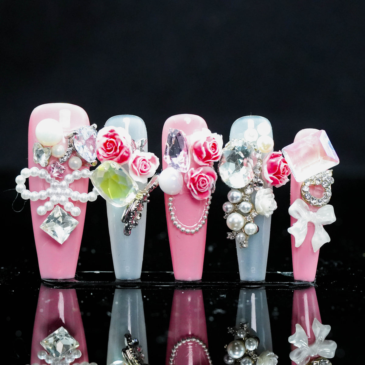 Pink Rose Elegance: Handcrafted Nail Art Inspired by Nature’s Delicate Beauty