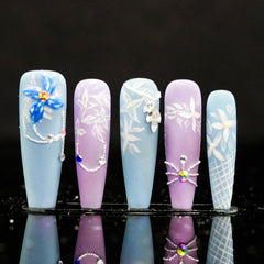 Pastel Floral Dream Press - On Nails: Find Trendy Dreamy Fake Nails with Exquisite Hand - Painted Floral Design